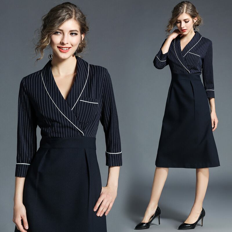 ショールカラードッキングワンピース