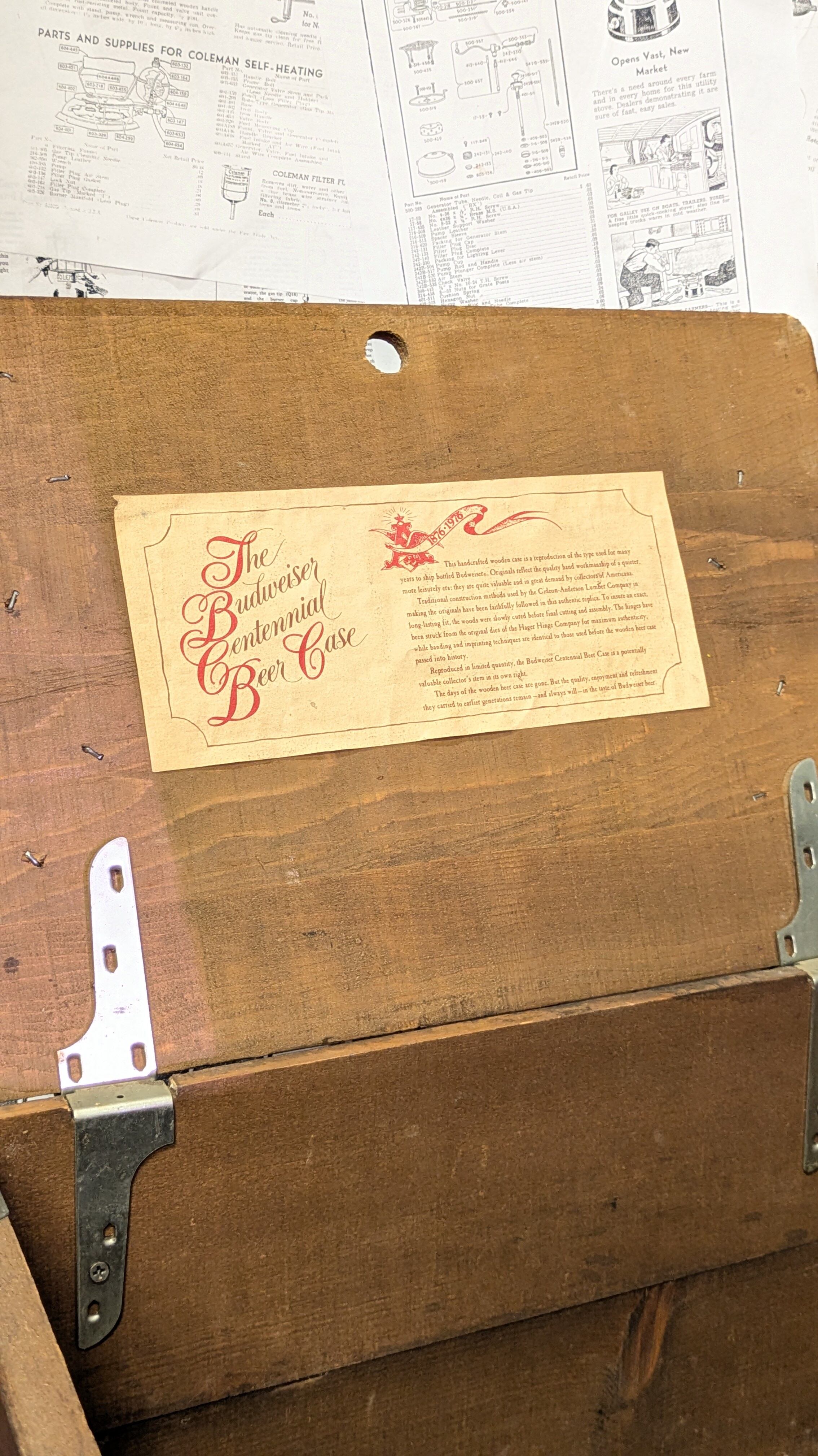 GOOD!! Vintage ANHEUSER-BUSCH BudWiser WoodBox Crate StorageBox