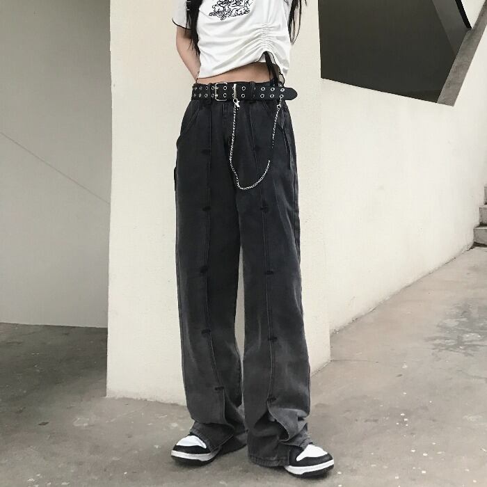 ジーンズ スタンダードカジュアルパンツ レディーススタイル レトロ ストリート ケッペル58112056746