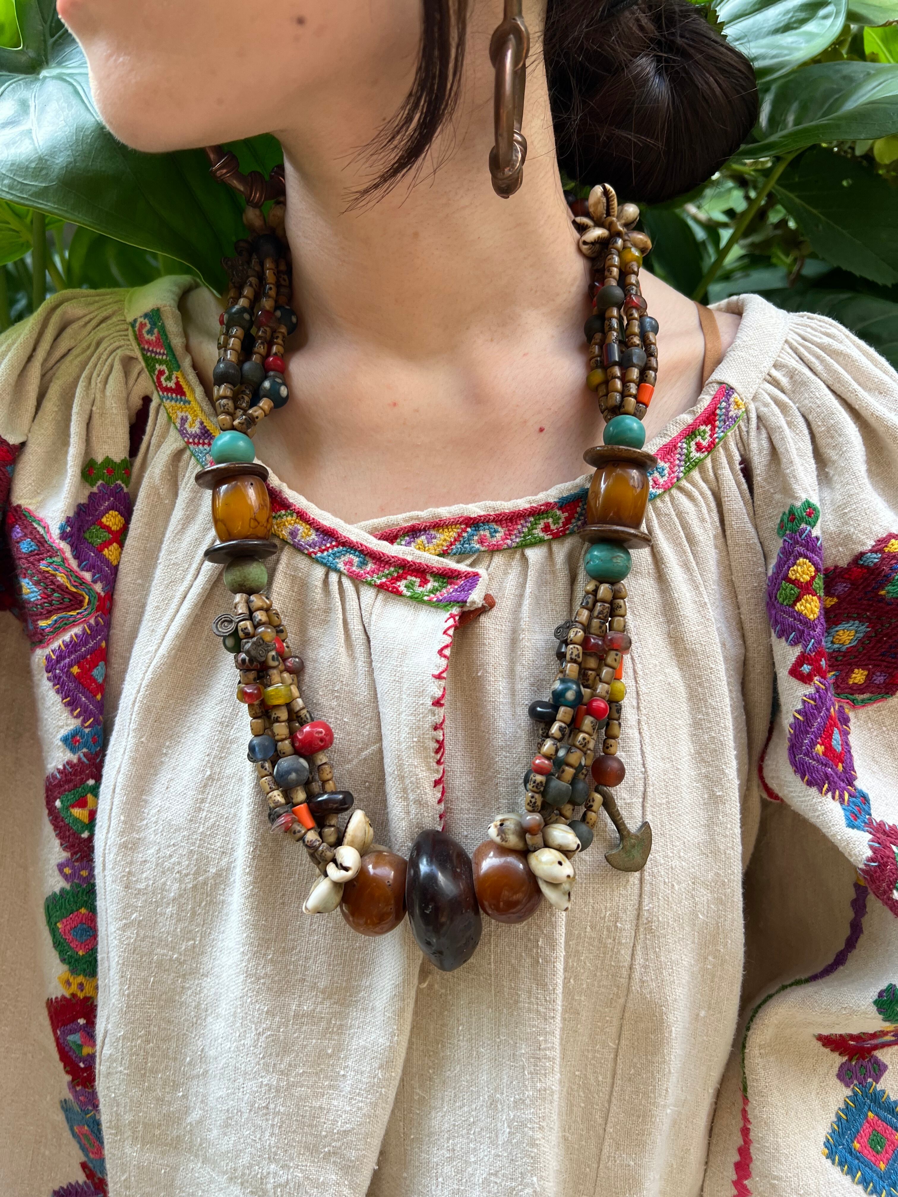 Vintage NAGA stone × glass beads Necklace ( ヴィンテージ ナガ族 