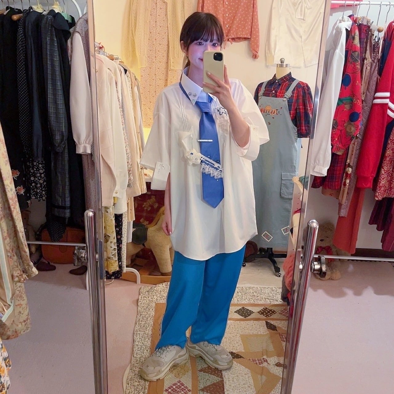 90s hello kitty blue jersey pants