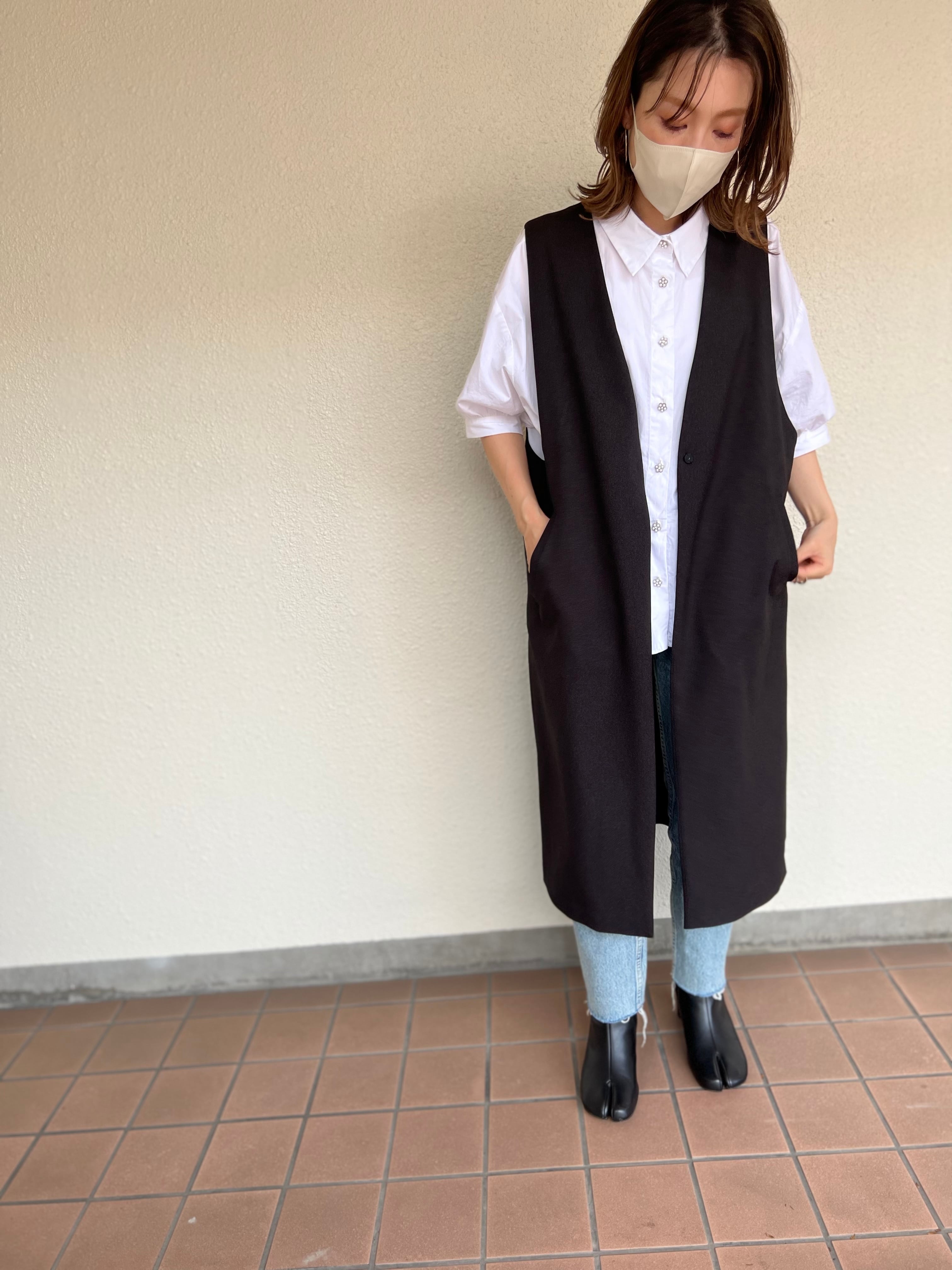【cafune】ウールライクライトロングジレ