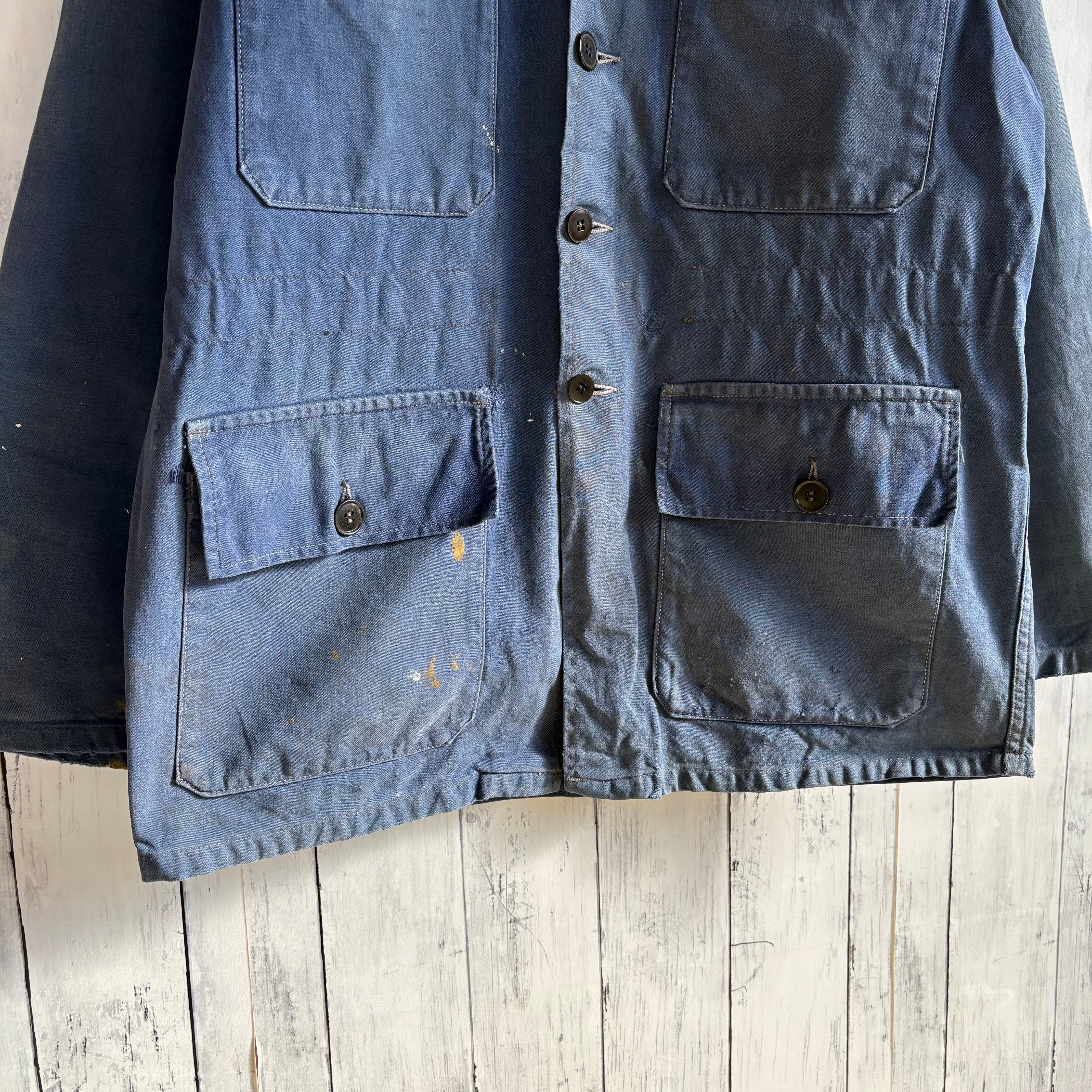 50〜60s BEAUFORT フレンチ ワークジャケット フェード 4ポケ ユーロ