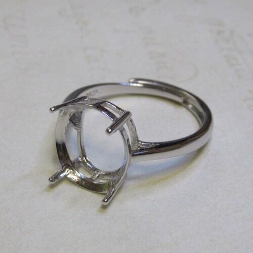 アウトレット12×10mm オーバル 4爪リング台 SV925 シルバー