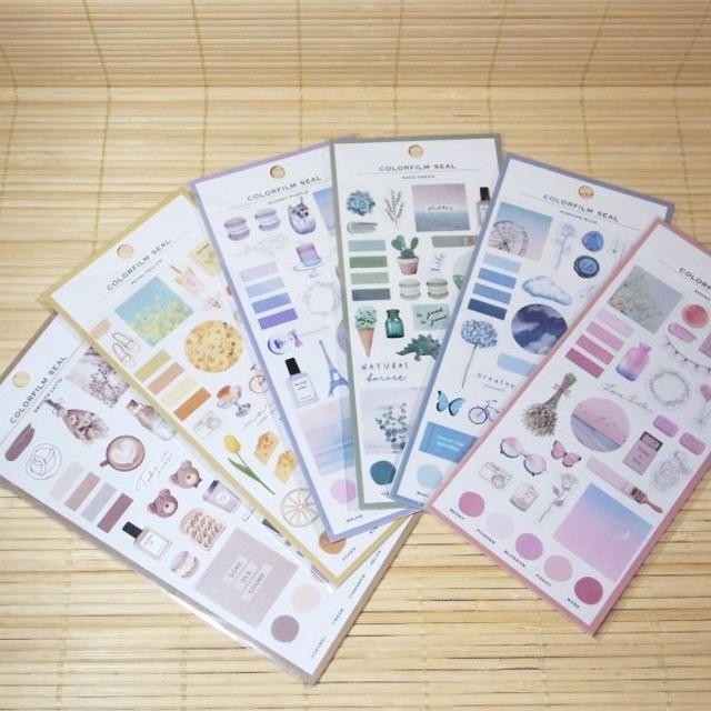 透け感あり フォトフィルムシール カラフィルムシール 6点セット s 花束 蝶 スイーツ くま 雑貨のぱんぷきん