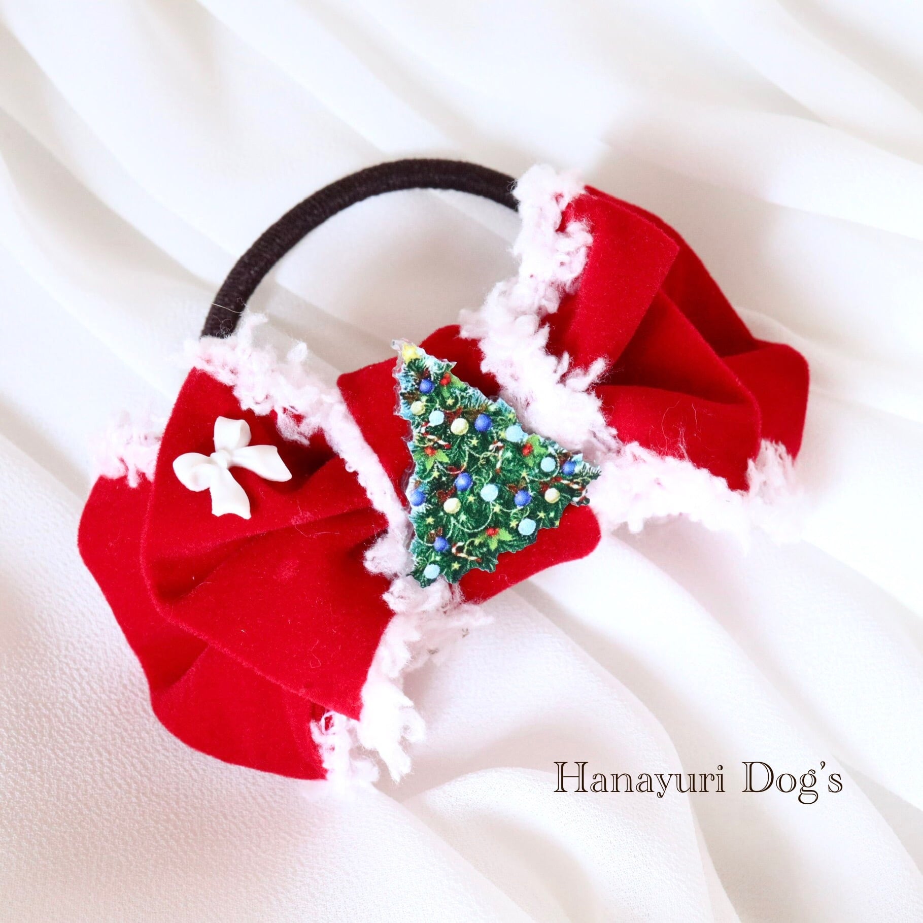 オーガンジーリボンヘアゴム サンタからの贈り物