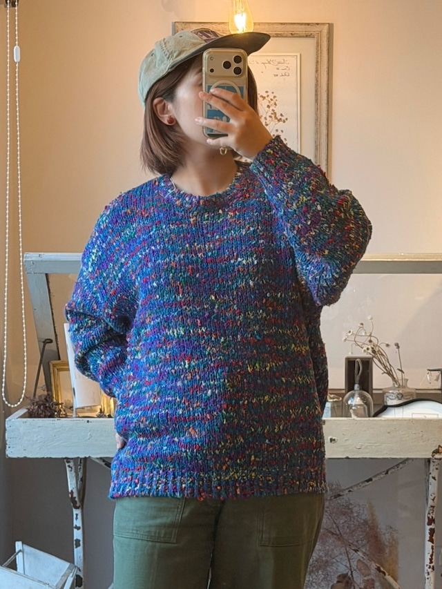 1990's multi color acrylic knit sweater