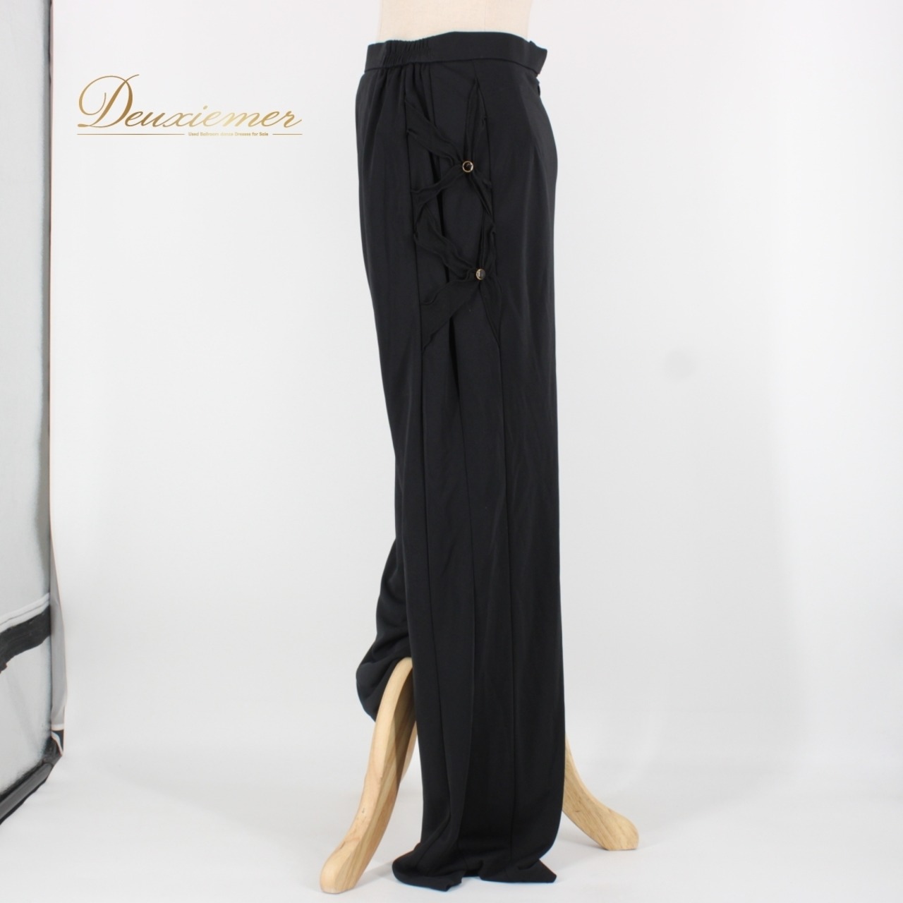 【美品 日本製社交ダンス衣装】パンツ ズボン ボトムス レッスンウェア 練習着 SEKINE セキネ 日本製 黒 ブラック 11号 無地