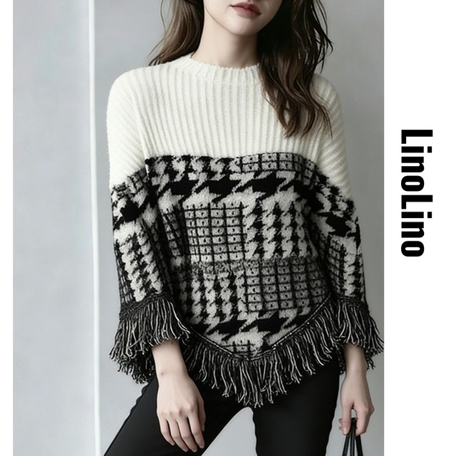 Fringed Drop Shoulder Long Sleeve Knit L00767