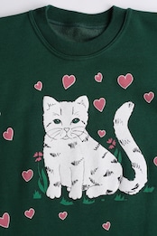 Cat & heart print sweatshirt