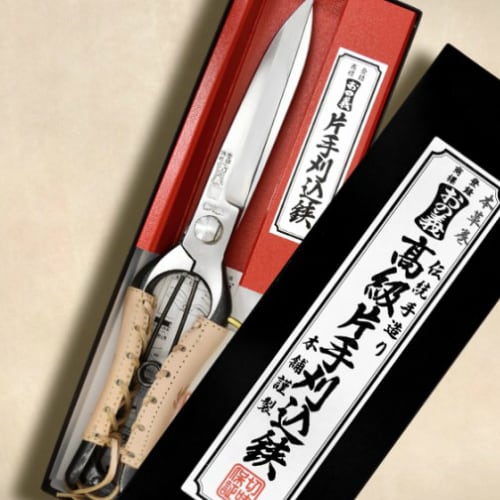 みきかじや村 刈込鋏 片手 両刃 本革巻 270mm 金止 おの義 鍛造 TS132