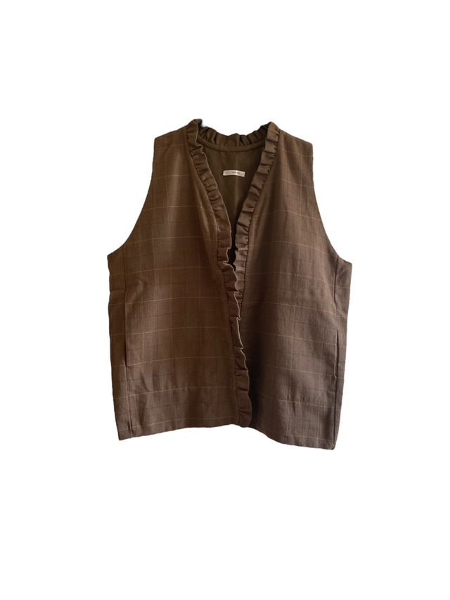 〔sample sale〕frill plaid waistcoat
