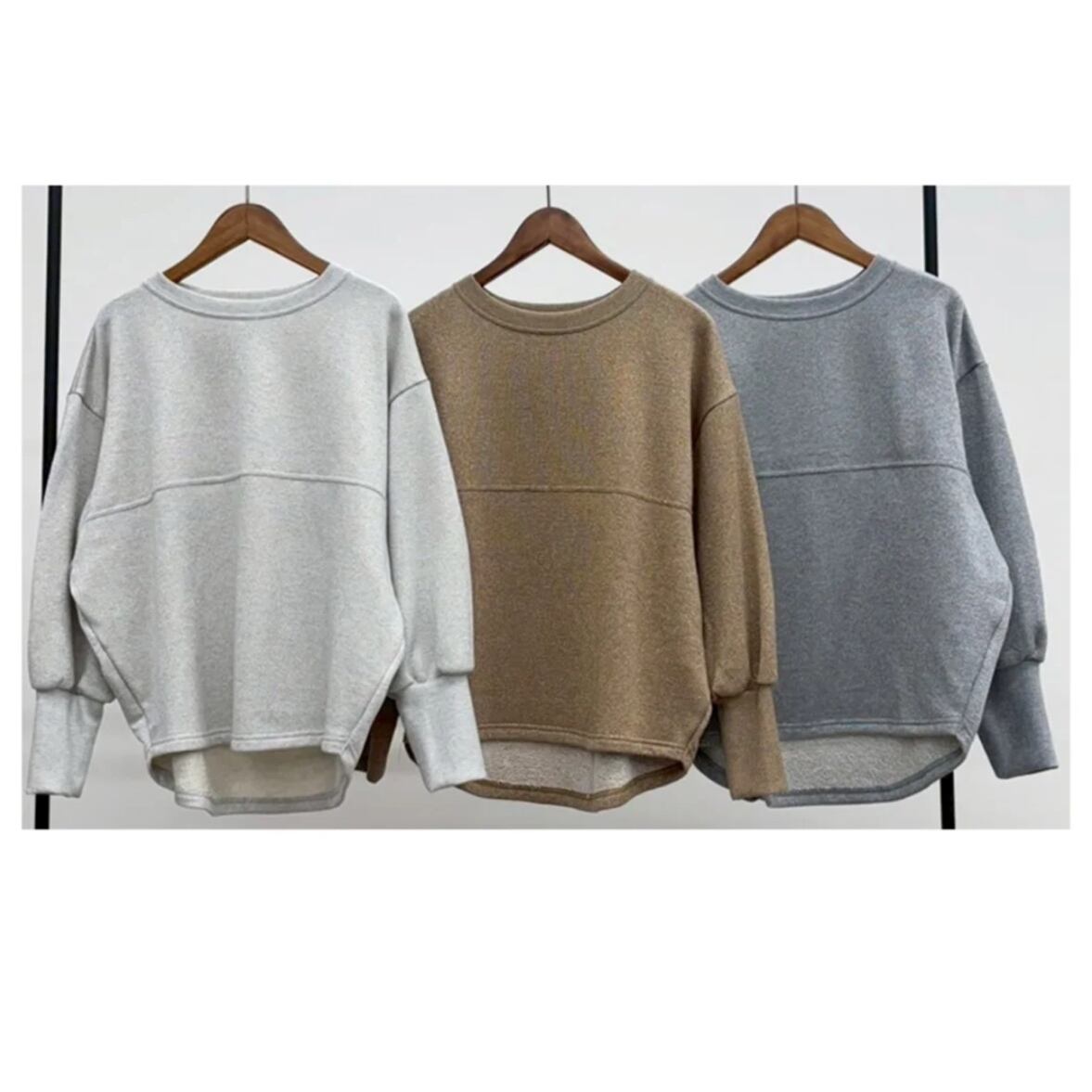 新品 クルーネック スウェット ライトグレー あったか 裏起毛 CYNICAL CYNICAL(シニカル)】ラメスウェットプルオーバー［550-95527