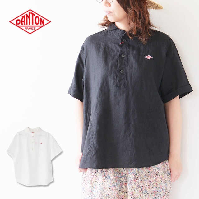 DANTON [ダントン] W S/S LINEN ROUND COLLAR P.O SHIRT [DT-B0283KLS] S/SリネンラウンドカラーP.Oシャツ・リネンシャツ・半袖シャツ・丸襟・LADY'S [2024SS]