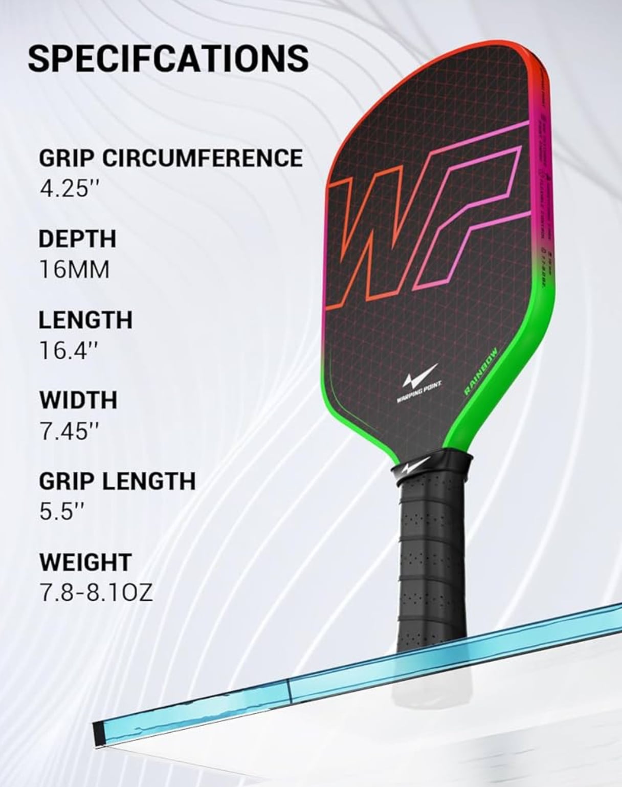 GEN3パドルNEONの進化版】Warping Point Rainbow Pickleball Paddle