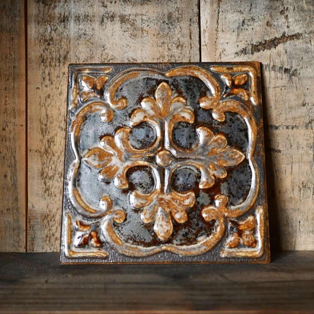 【 8/27 再入荷 】美濃焼 モロッコスタイル ポットプレート クロスブラウン｜タイルプレート 陶器の鍋敷き