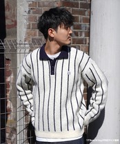 【#Re:room】STRIPE BIG KNIT POLO［REK137］