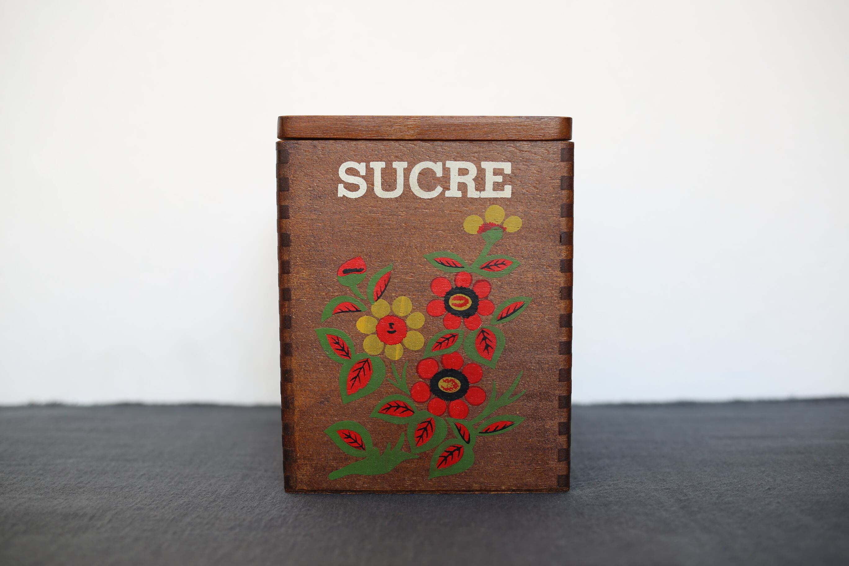フランス アンティーク ヴィンテージ 木製 キャニスター 「 SUCRE 」