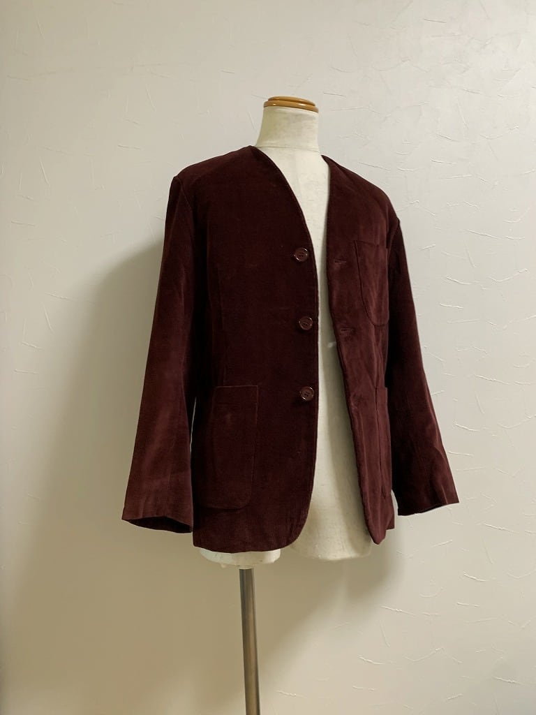 1970's Solid Color Corduroy No Collar Jacket