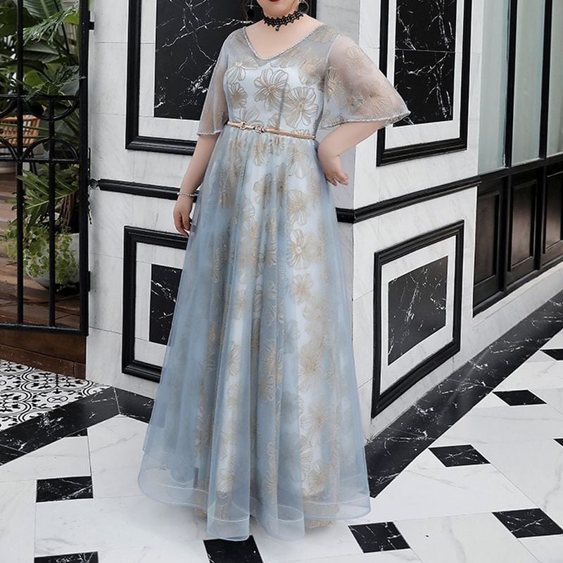 3XL〜7XL】フラワーオーガンジードレス D1594 | 演奏会・ステージ