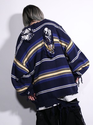 REMAKE / clash bolo × zip  border knit