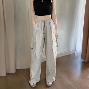 カーゴパンツ レディース 春夏秋 韓国 ストリートファッション アメカジ 大人 カジュアル ミリタリー ダンス ハイウエスト パンツ 大人可愛い 大人女子