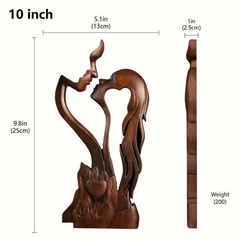 木彫 オブジェ 男女ペア アンティーク 置物 高さ約35cm 彫刻 アート オブジェ 置物 カップル フェイス 顔 モダン アンティーク