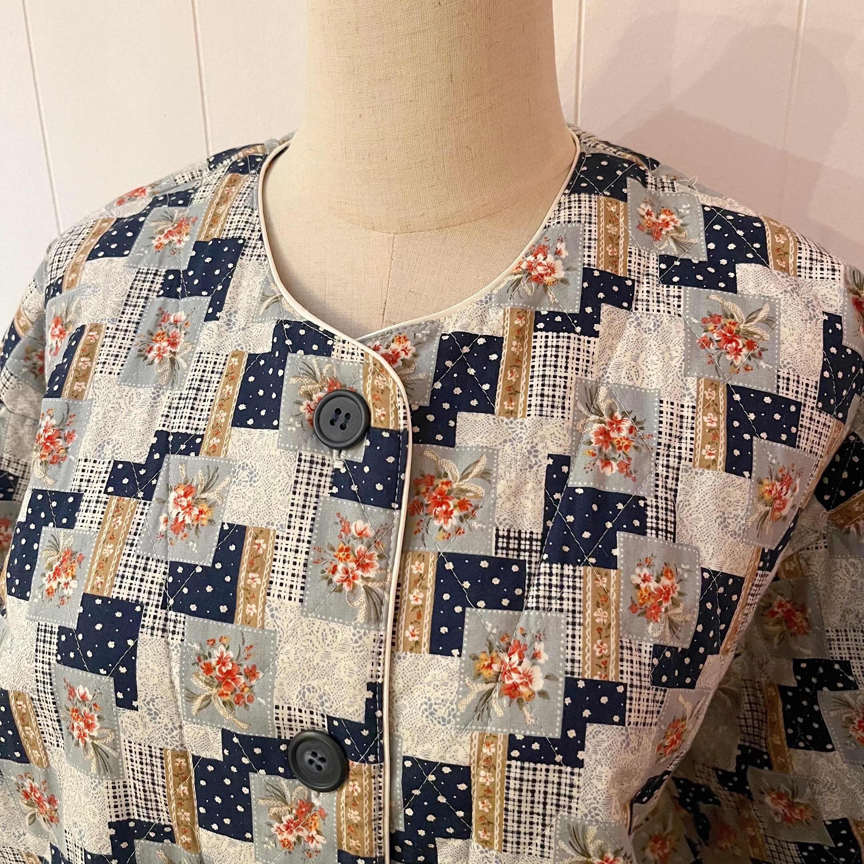 light blue flower quilting coat