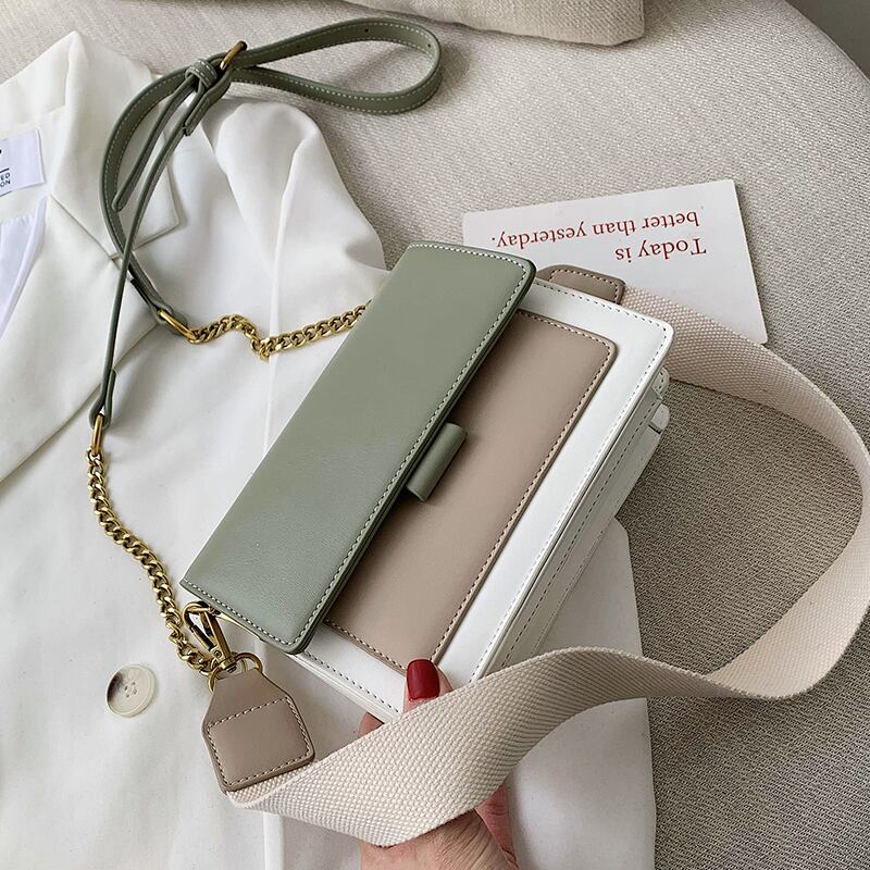 オータムウィンターチェーン 秋物 冬物 スクウェア メッセンジャーバッグ ワイドショルダー 手作りハンドバック61029705920