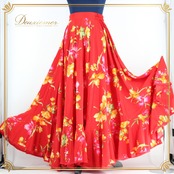 【美品 フラメンコ衣装】スカート ファルダ レッスンウェア NANNY JIMENEZ 赤 レッド オレンジ ピンク 緑 グリーン 花柄 派手
