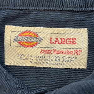 【Dickies】ワークシャツ 無地 ネイビー 長袖シャツ オーバーサイズ L ディッキーズ US古着