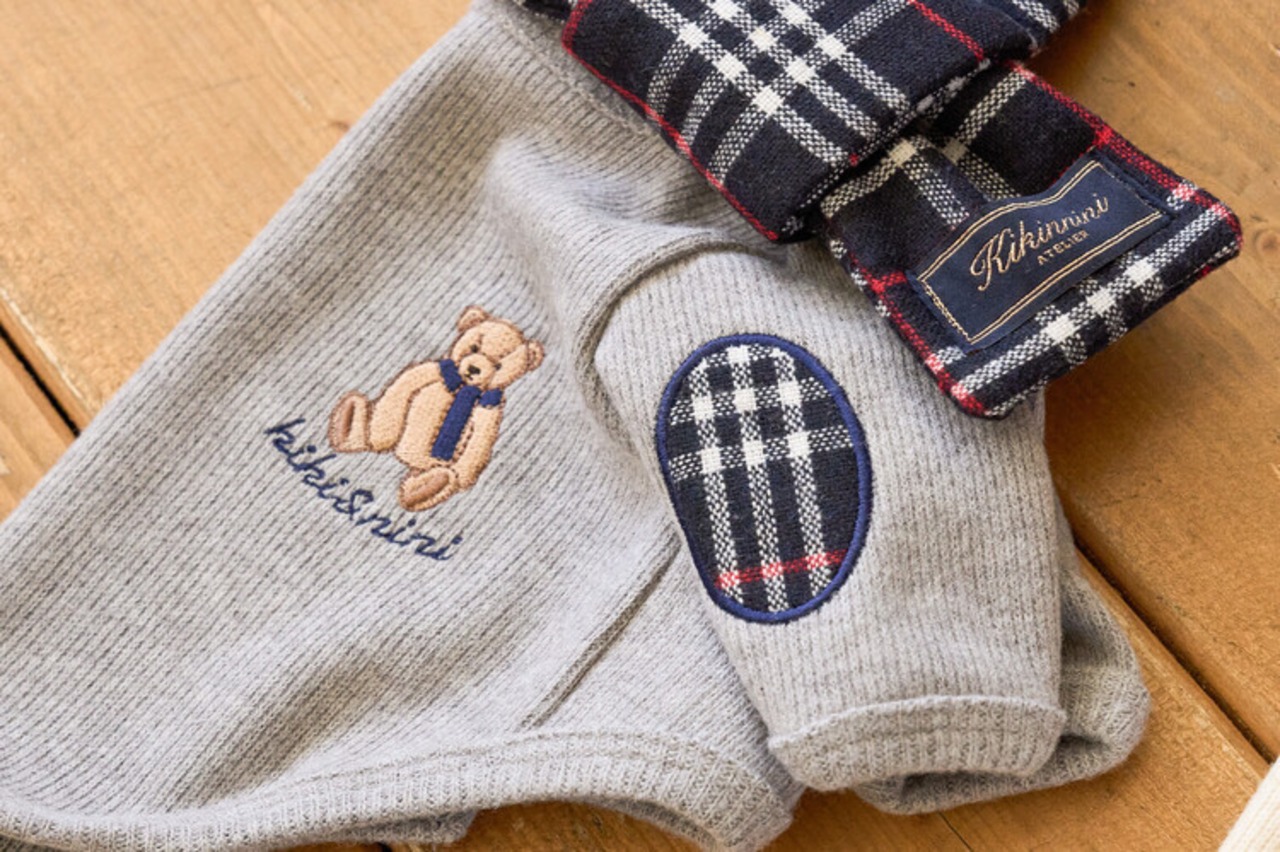 即納【kiki&nini】Brownie Classic Check Knit   (クリーム.グレー)