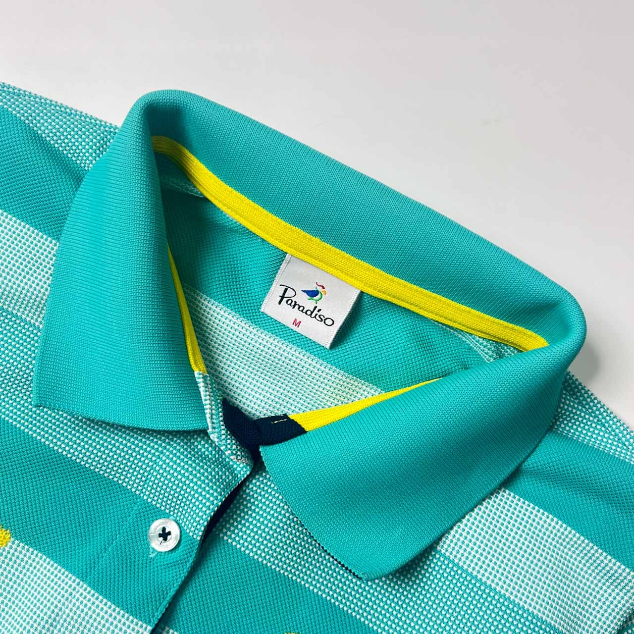 Paradiso パラディーゾ ボーダー 鹿の子 ドライ 半袖 ポロシャツ M/水色系 レディース ゴルフ