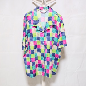 Block Pattern Short Sleeve Shirt Multi Color