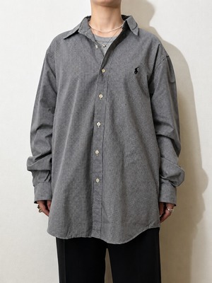 BL8-6 USED Ralph Lauren CHECK SHIRT -L- "BLACK"