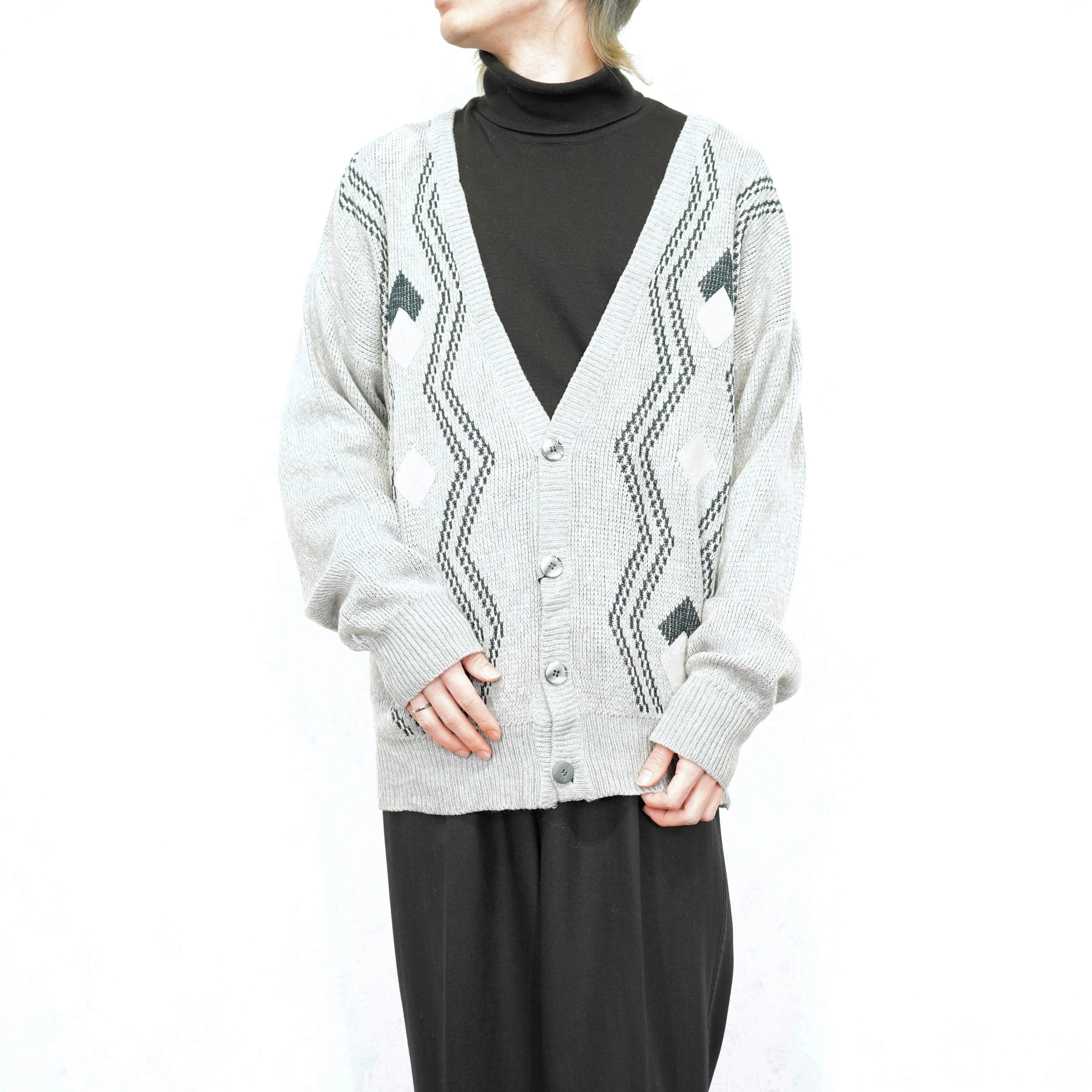 EU VINTAGE Gioni DESIGNS PATTERNED DESIGN KNIT CARDIGAN/ヨーロッパ 