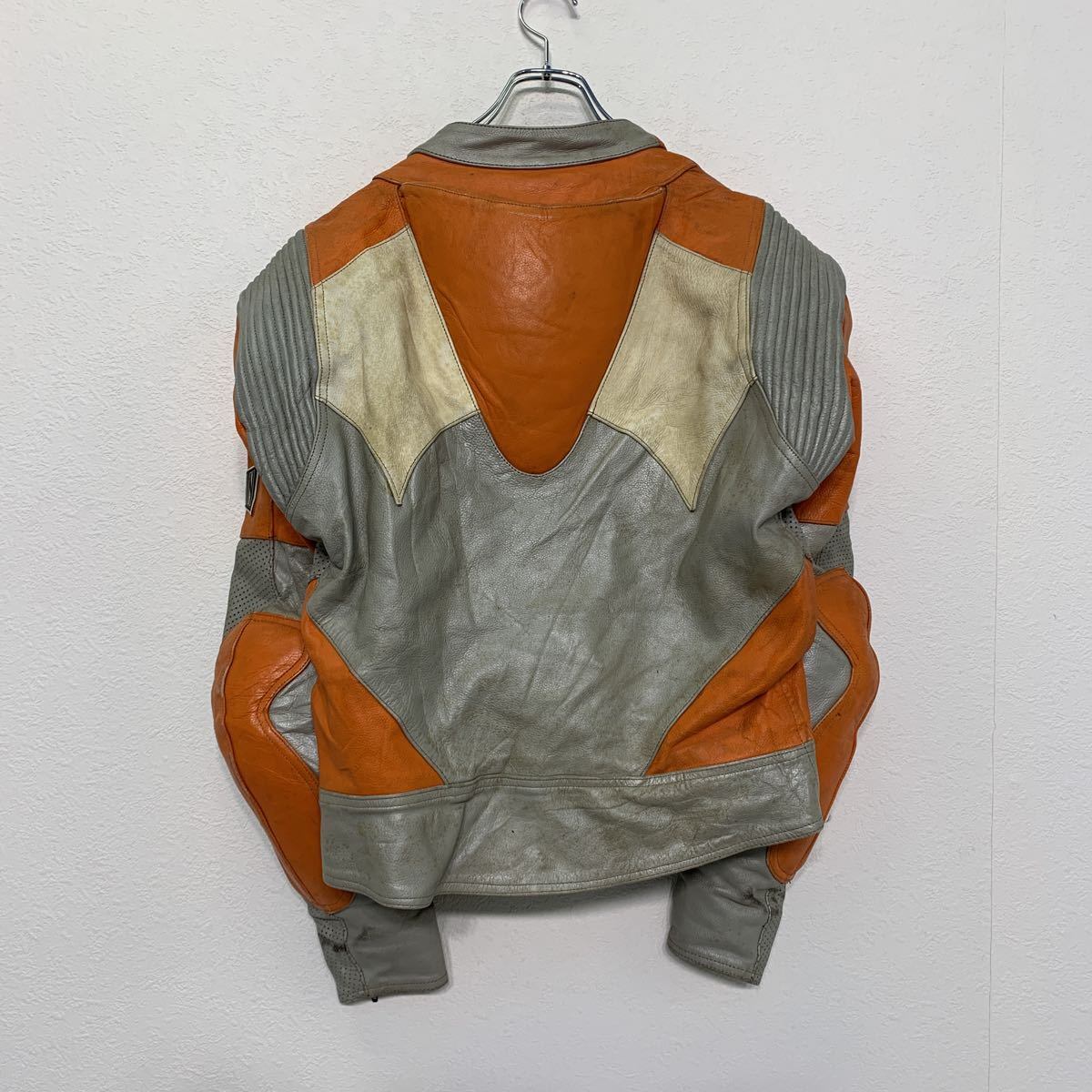 モーターサイクルジャケットM位 シルバー オレンジ バイク スポーツ