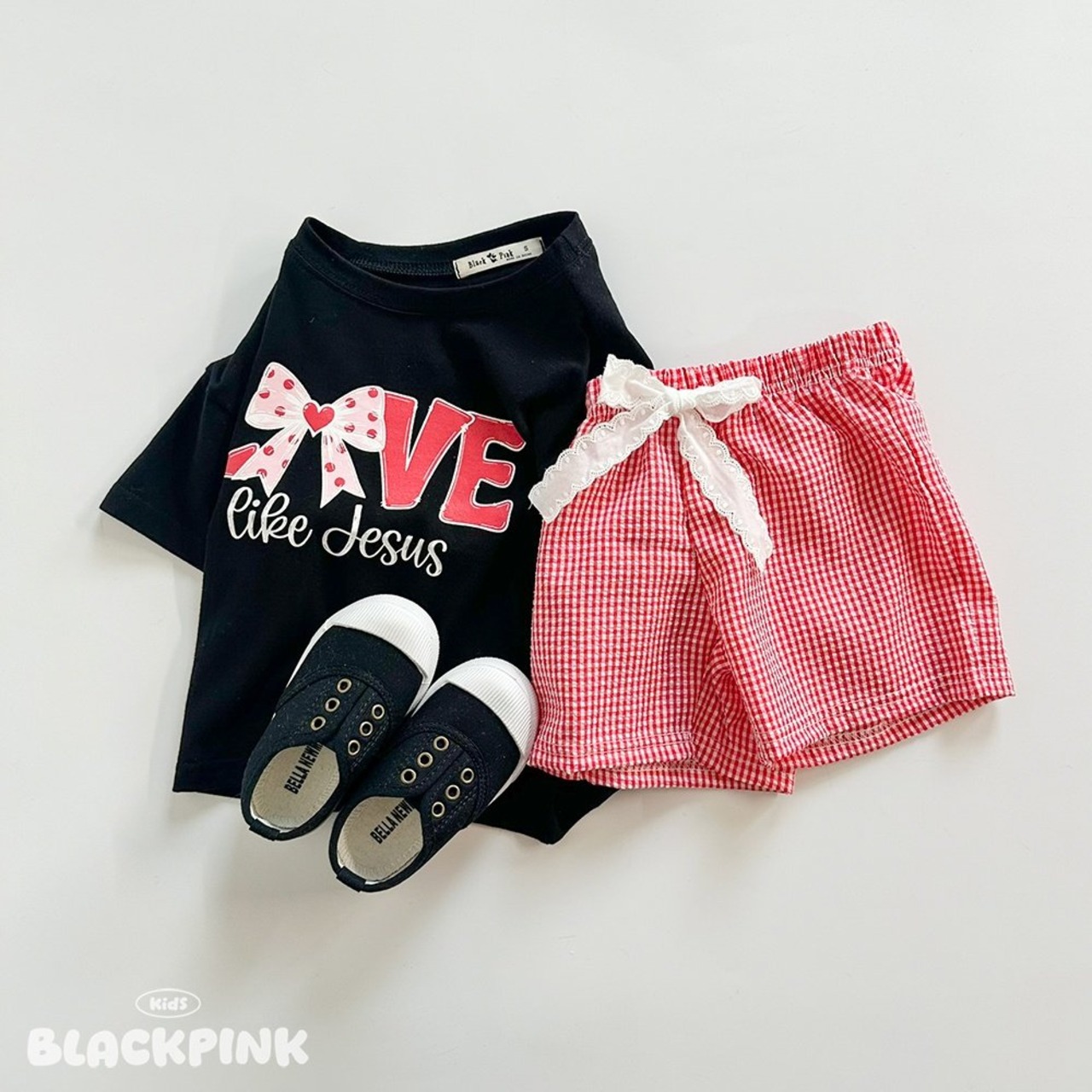 [BLACKPINK] Lace Check Shorts (2XL) / [블랙핑크] 레이스체크반바지 (2XL)