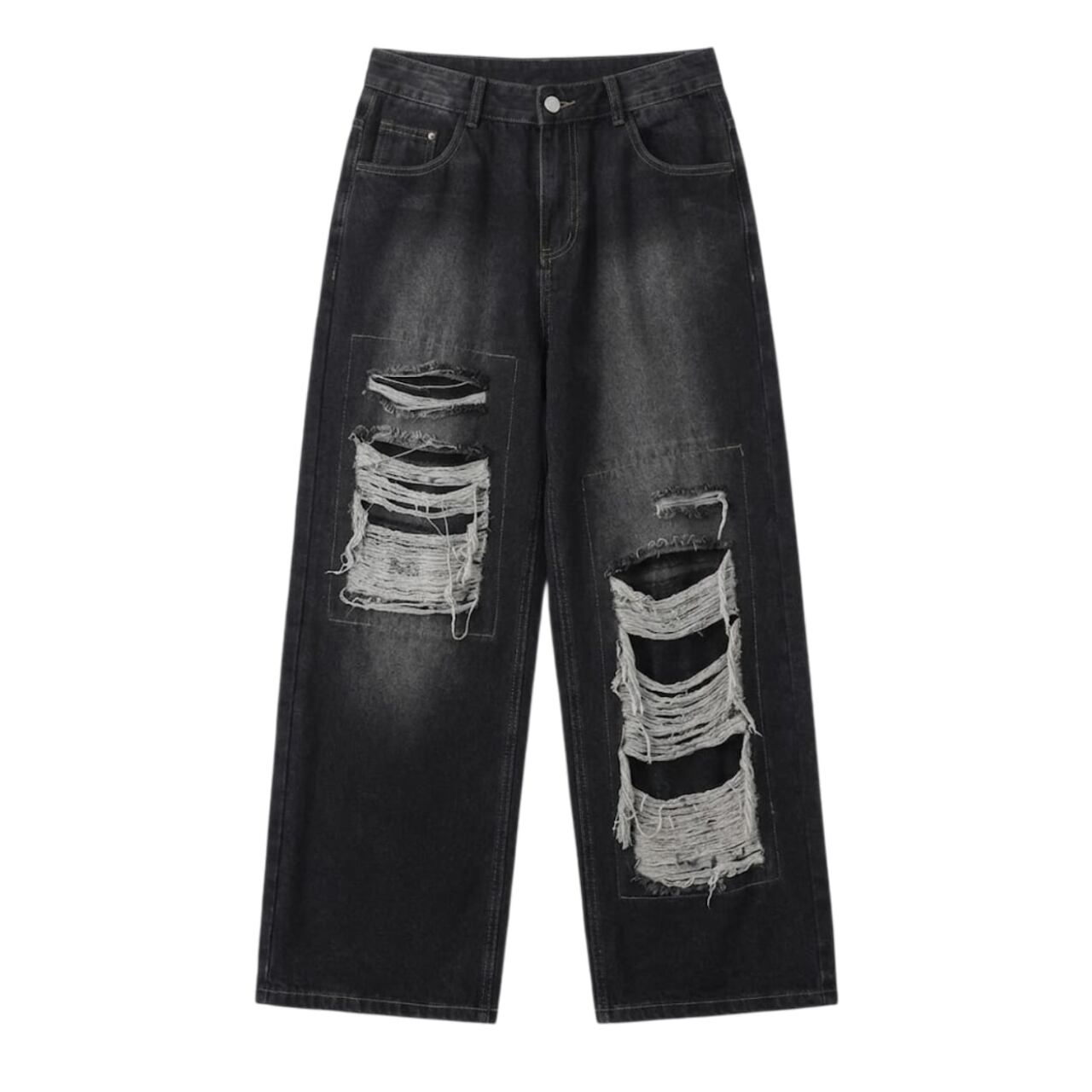 Distressed wide denim pants 0005