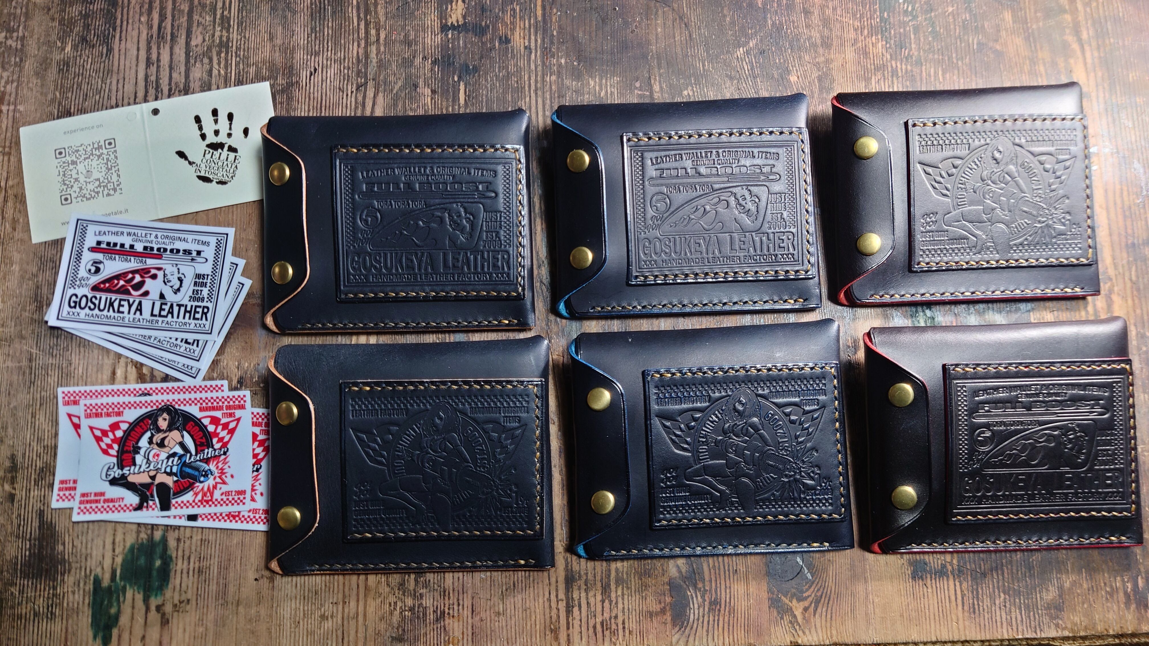 五助屋レザー ライダースミニウォレット改 BB ブッテーロ茶芯黒 手縫いモデル ライダースミニウォレット改 BB Riders Mini Wallet 改 Black Beauty