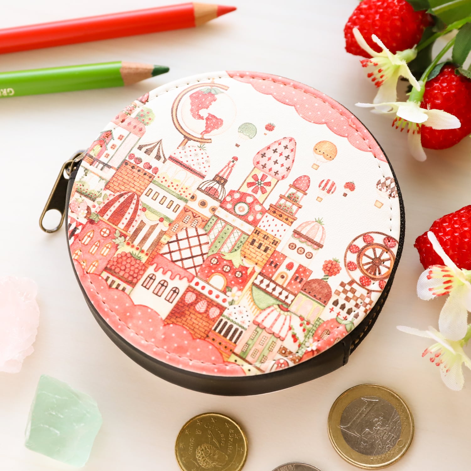ミニコインケース「ストロベリーガーデンシティ」丸型ポーチ