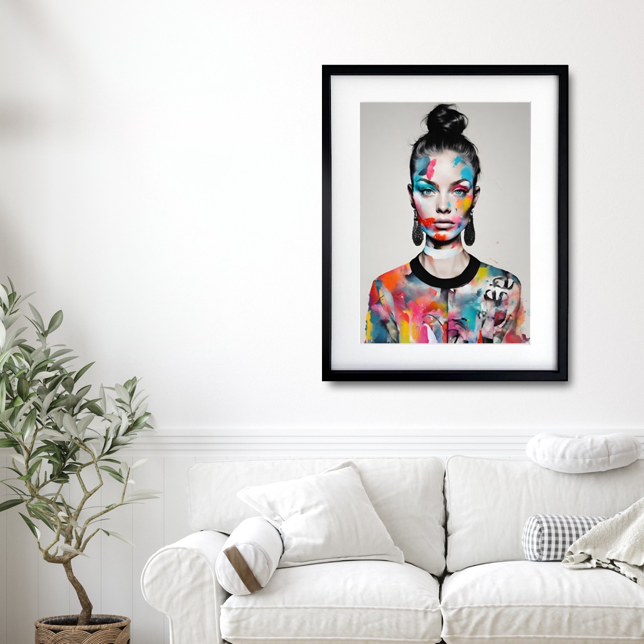 Colorful｜女性肖像をカラフルに描いたアブストラクトアートポスター｜モダン・北欧・ホテルライクに映えるおしゃれ壁掛けインテリアA2ポスター