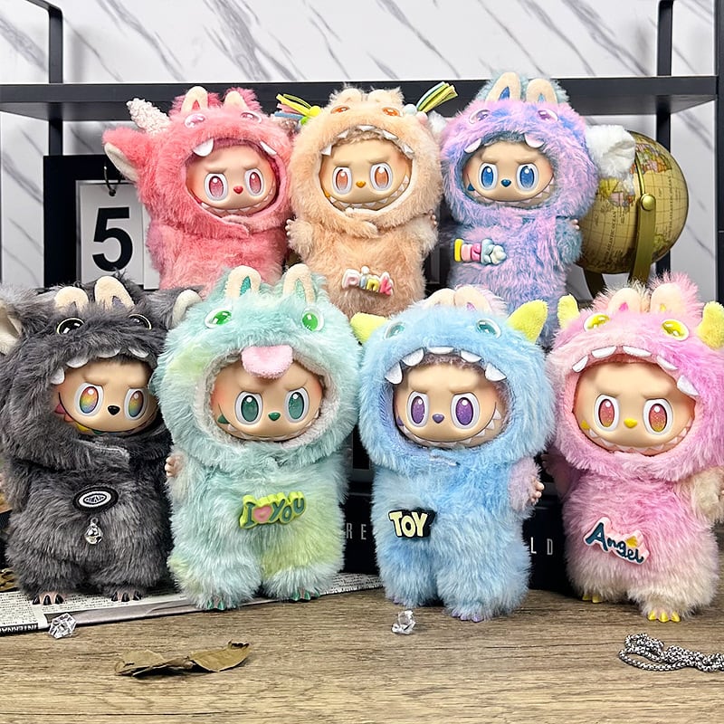 ほっこり もふもふ 素材!Labubu ラブブ ドール服 1・2・3世代 15cm 17cm もふもふ フリース 着せ替えセット モンスター 可愛い