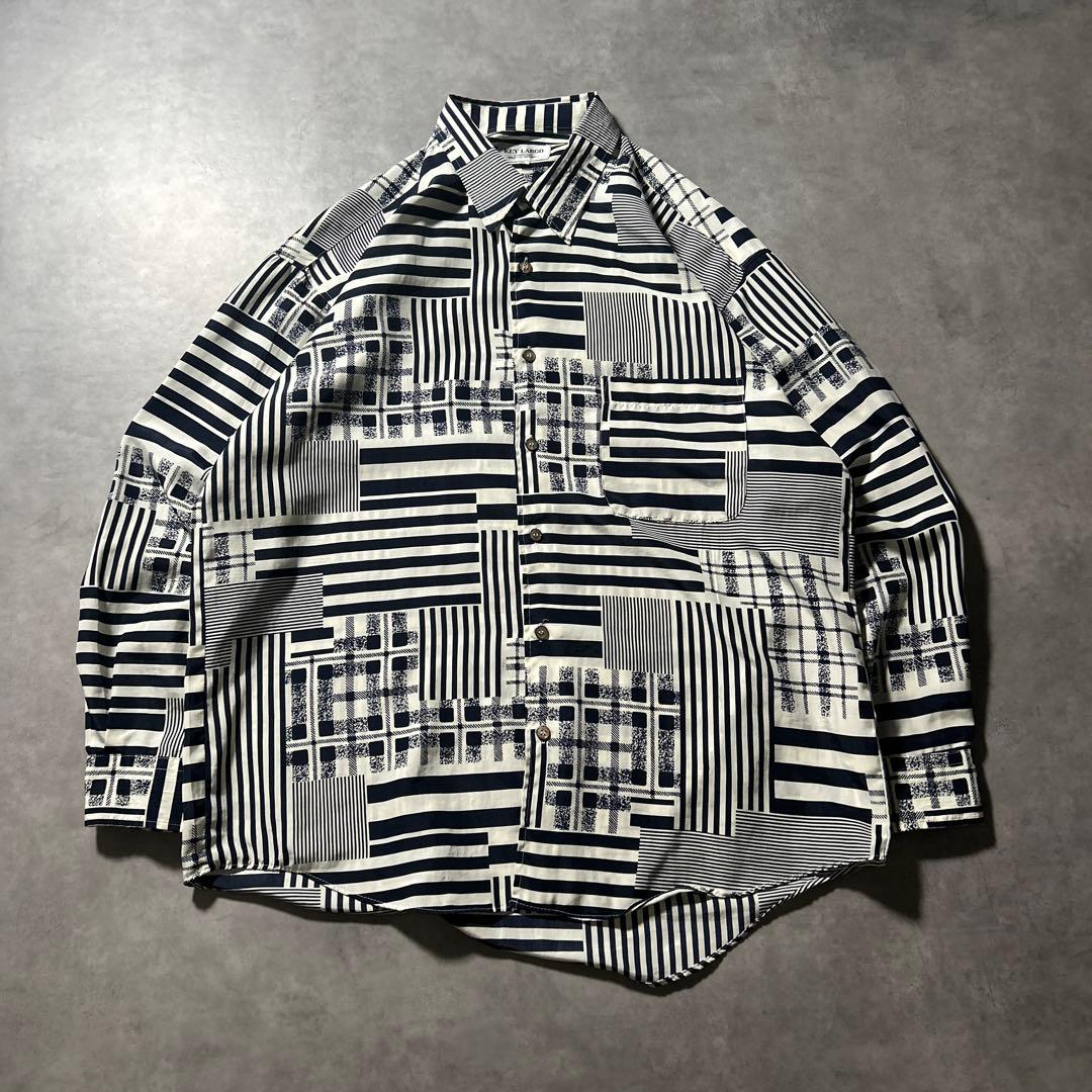ヴィンテージ ストライプ ボーダー レトロ デザイン パターン シャツ