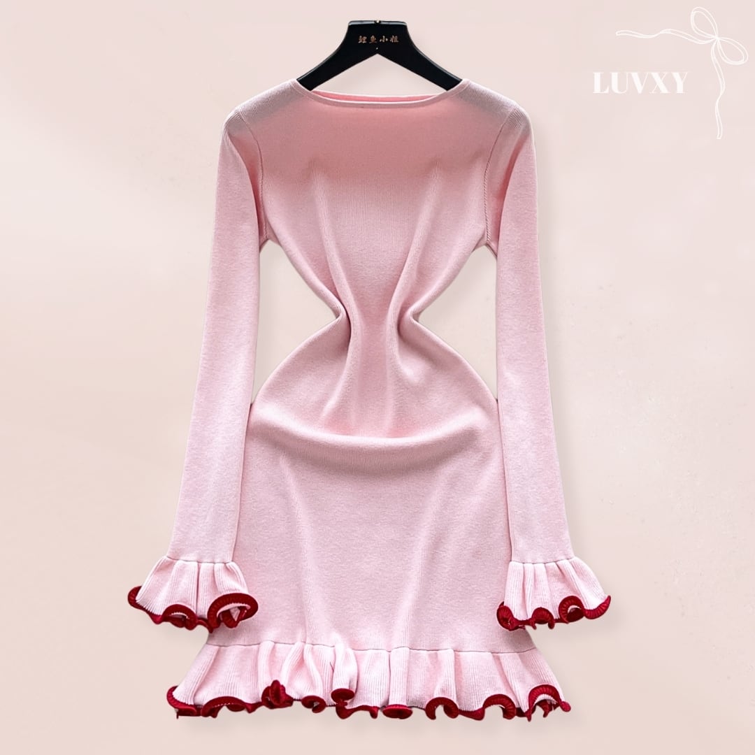 セレニティ・フリル ― エレガントリブニットドレス ♥LA154