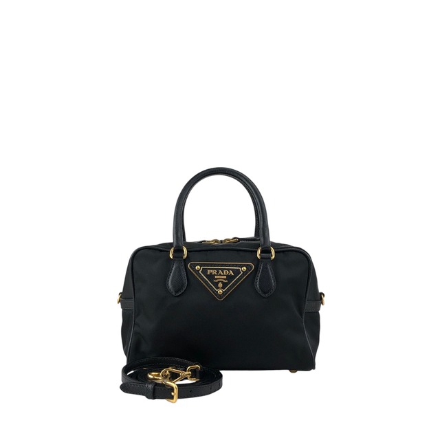 PRADA プラダ ショルダーバッグ ブラック サフィアーノ 2WAY ミニボストン vintage ヴィンテージ オールド 8z5ju7