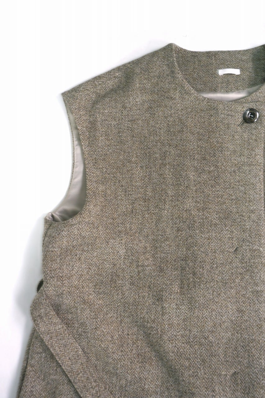 British Herringbone Sleeveless Coat