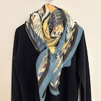 manipuri:13 ウール/シルク ストール (スタンプ) ヘリンボーン織 120cm × 120cm