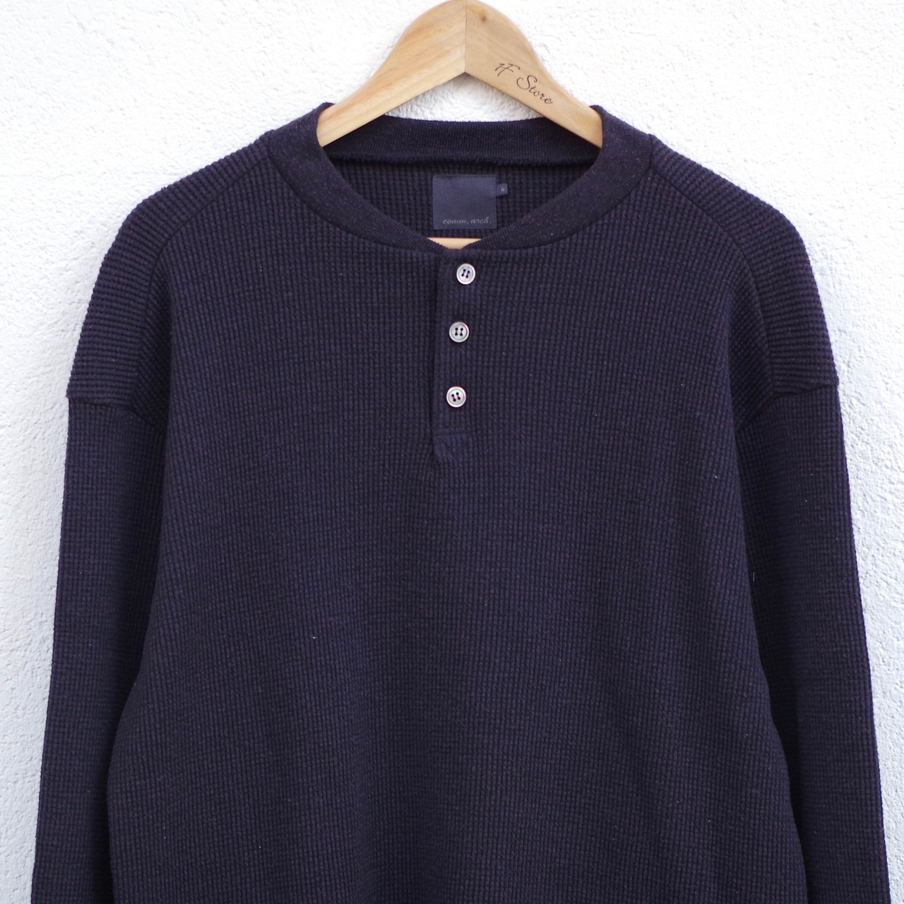 comm.arch. Cotton Silk Waffle Henley L/S  再入荷