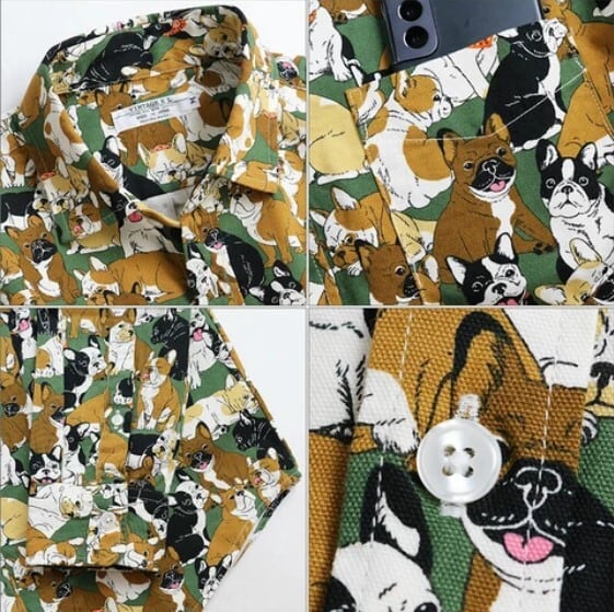 フレブル 長袖シャツ フレンチブルドッグ柄 日本製 三色展開【M
